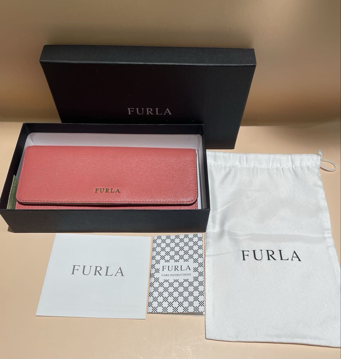 11996 FURLA 長財布 フルラ 財布 ピンク 箱保存袋付_画像1