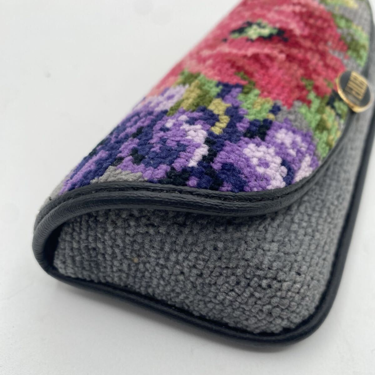 1円スタート FEILER フェイラー メガネケース 花柄 眼鏡ケース 眼鏡入れ グレー 1112b_画像4