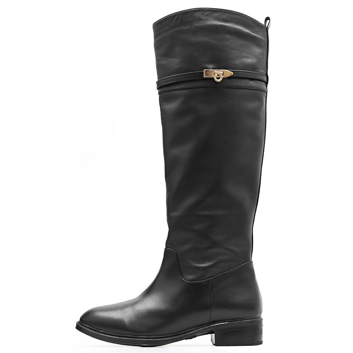 SALE[ прекрасный товар ]Salvatore Ferragamo Salvatore Ferragamo сапоги кожа gun chi-ni Flat каблук женский 8C чёрный сделано в Италии 