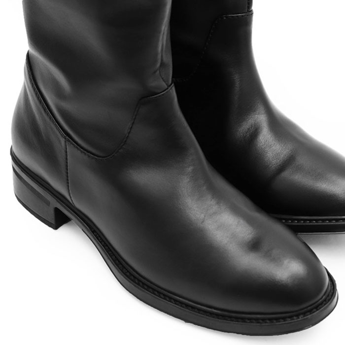 SALE[ прекрасный товар ]Salvatore Ferragamo Salvatore Ferragamo сапоги кожа gun chi-ni Flat каблук женский 8C чёрный сделано в Италии 