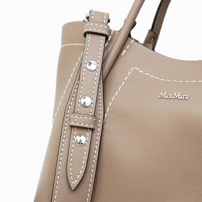 【極美品】MaxMara マックスマーラ ショルダーバッグ MARIN XS スムースレザー 2WAY ハンドバッグ 付属有 レディース グレージュ_画像2