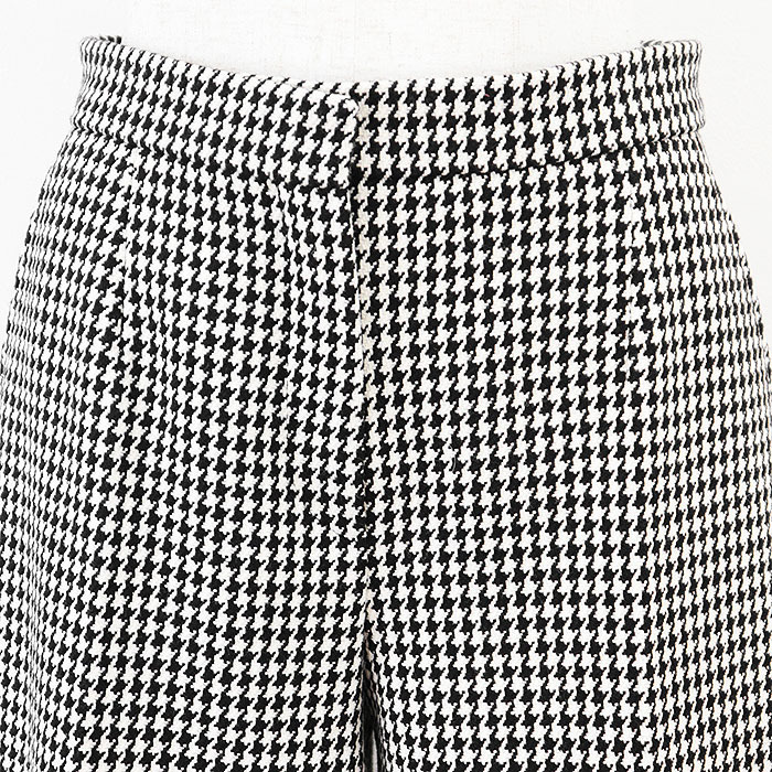 【極美品】Christian Dior クリスチャンディオール ワイドパンツ ハウンドトゥース 千鳥格子柄 レディース 36 アイボリー 黒 イタリア製_画像3