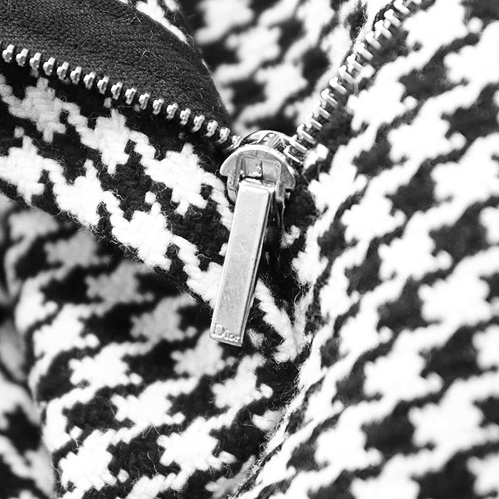 【極美品】Christian Dior クリスチャンディオール ワイドパンツ ハウンドトゥース 千鳥格子柄 レディース 36 アイボリー 黒 イタリア製_画像4