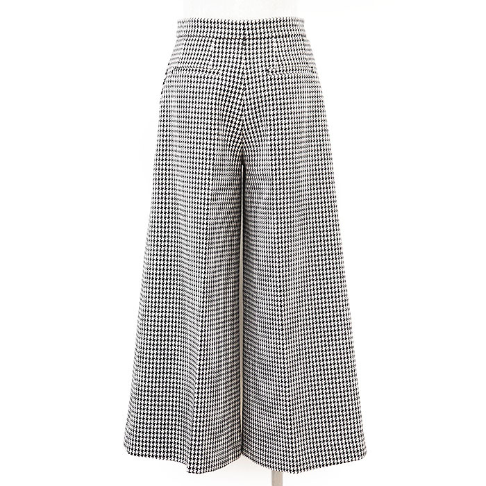 【極美品】Christian Dior クリスチャンディオール ワイドパンツ ハウンドトゥース 千鳥格子柄 レディース 36 アイボリー 黒 イタリア製_画像7