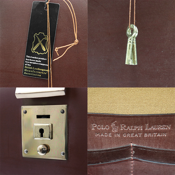 POLO RALPH LAUREN ポロ・ラルフローレン ブリーフケース ブライドルレザー ゴールド金具 鍵 ハンドバッグ 小物 鍵付属 メンズ 茶 英国製_画像10