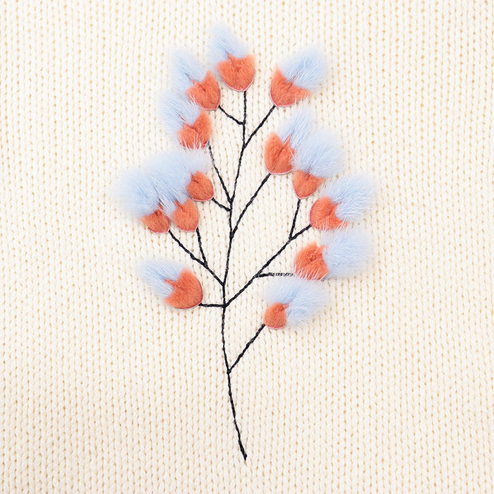 [ прекрасный товар ]FENDI Fendi свитер кашемир 100% Lee крыло bro Ida Lee вышивка норка мех вязаный tops женский 40 слоновая кость 