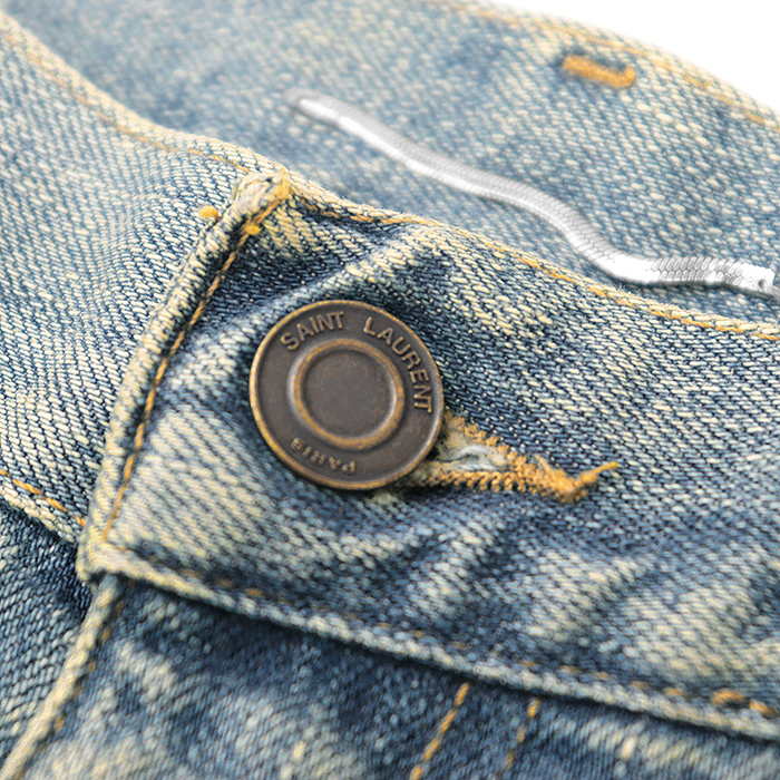 【SALE】SAINT LAURENT PARIS サンローランパリ デニムパンツ ダメージ ユーズド加工 ストレッチ ジーンズ メンズ 28 ライトインディゴ_画像2