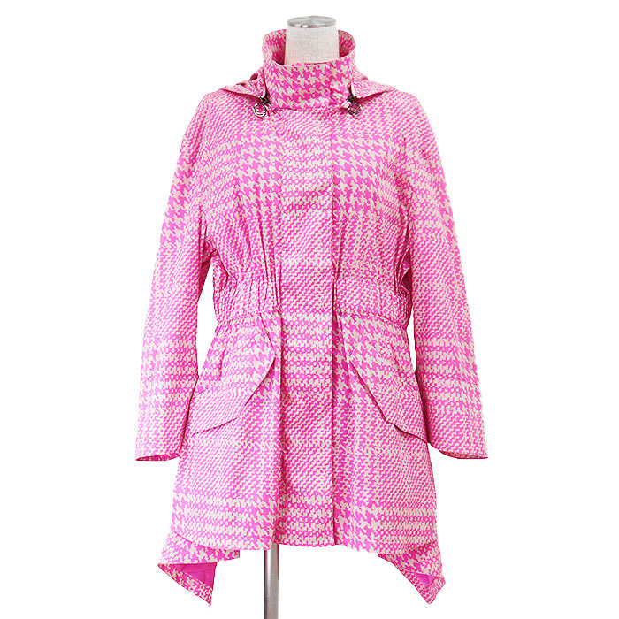 【新品同様】FENDI フェンディ コート ストレッチナイロン デジタルカモ ハウンドトゥース レインウェア 撥水性 レディース 40 ピンク_画像1