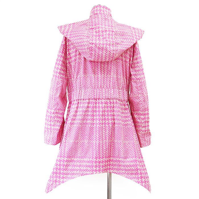 【新品同様】FENDI フェンディ コート ストレッチナイロン デジタルカモ ハウンドトゥース レインウェア 撥水性 レディース 40 ピンク_画像5