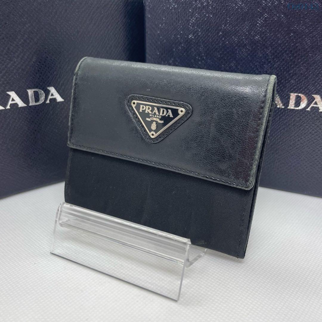 [ прекрасный товар ]PRADA Prada safia-no кожа te Hsu to нейлон ячейка для монет черный чёрный 