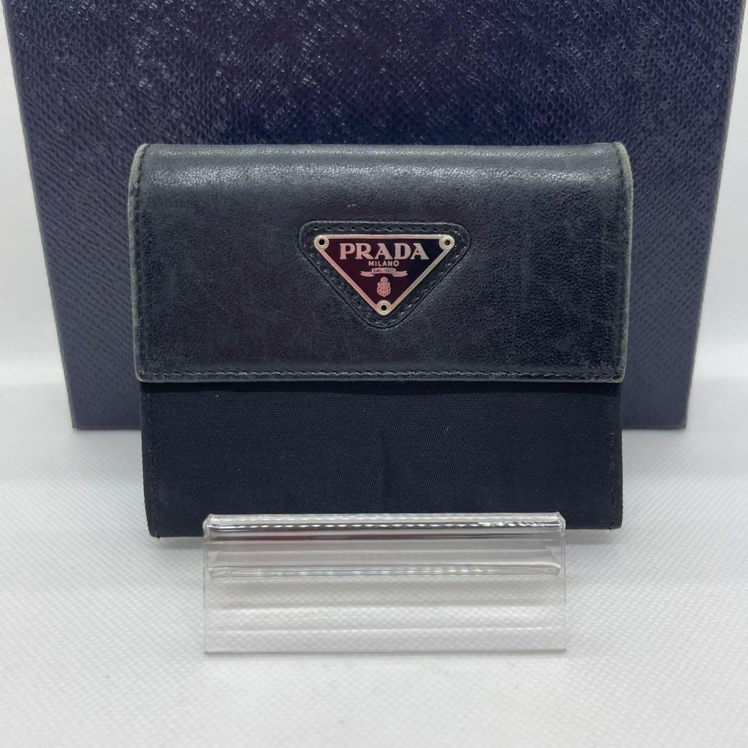 [ прекрасный товар ]PRADA Prada safia-no кожа te Hsu to нейлон ячейка для монет черный чёрный 