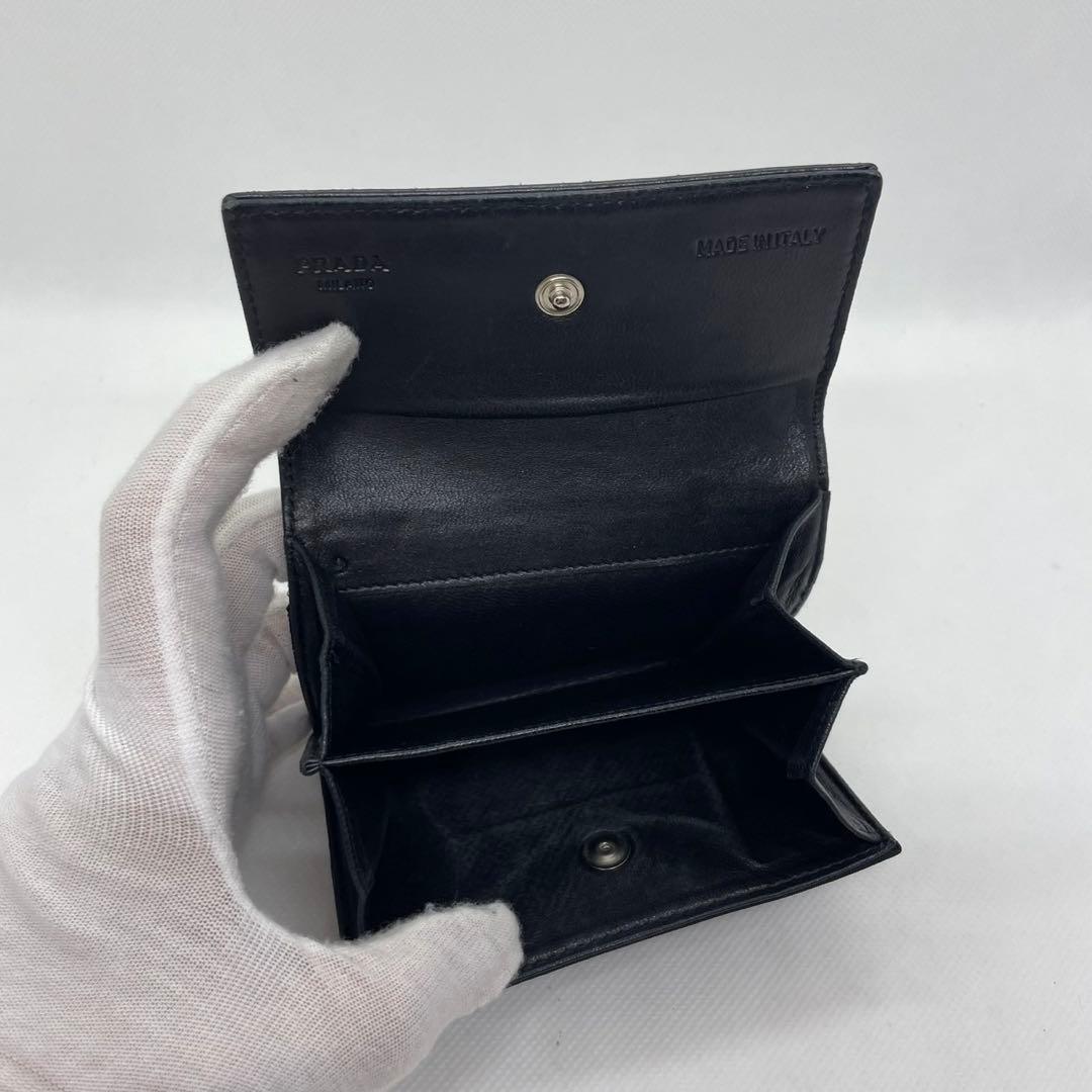 [ прекрасный товар ]PRADA Prada safia-no кожа te Hsu to нейлон ячейка для монет черный чёрный 