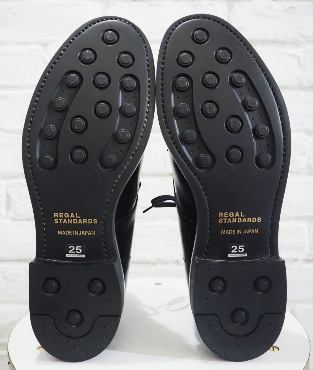 【試し履きのみ/送料無料】日本製 REGAL STANDARDS/リーガル Uチップ ミシガンブーツ Mens 25 (25-25.5cm相応) ブラック 黒/scotchgrain25_画像5