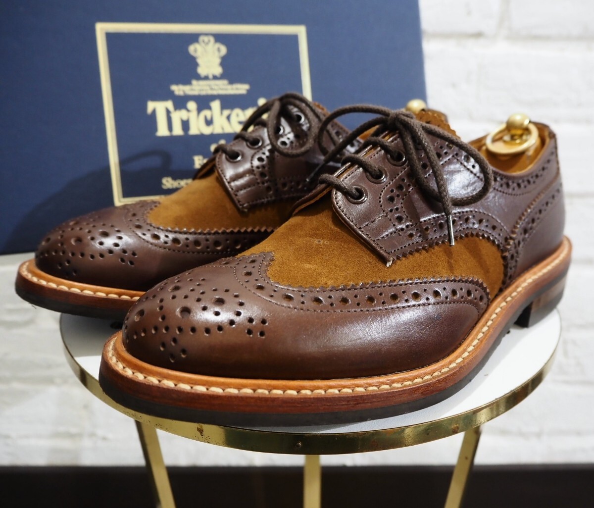 【1度使用程度/送料無料】英国製 Tricker's/トリッカーズ M7292 カントリー ウィングチップ UK71/2 26cm相応 バートン/cheaney クロケット_画像1