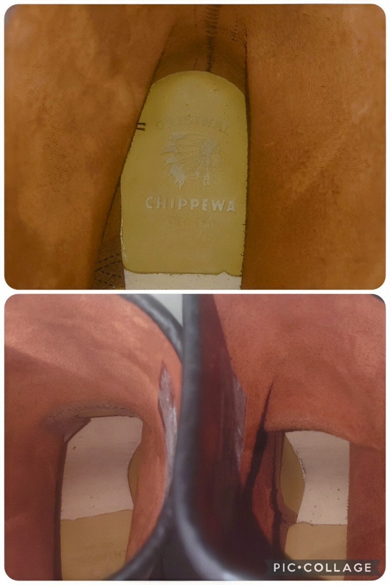 【試し履きのみ/送料無料】USA製 CHIPPEWA/チペワ スチールトゥ エンジニアブーツ 71/2E 25.5cm相応 ブラック ブラウン 黒茶/redwing wesco_画像10