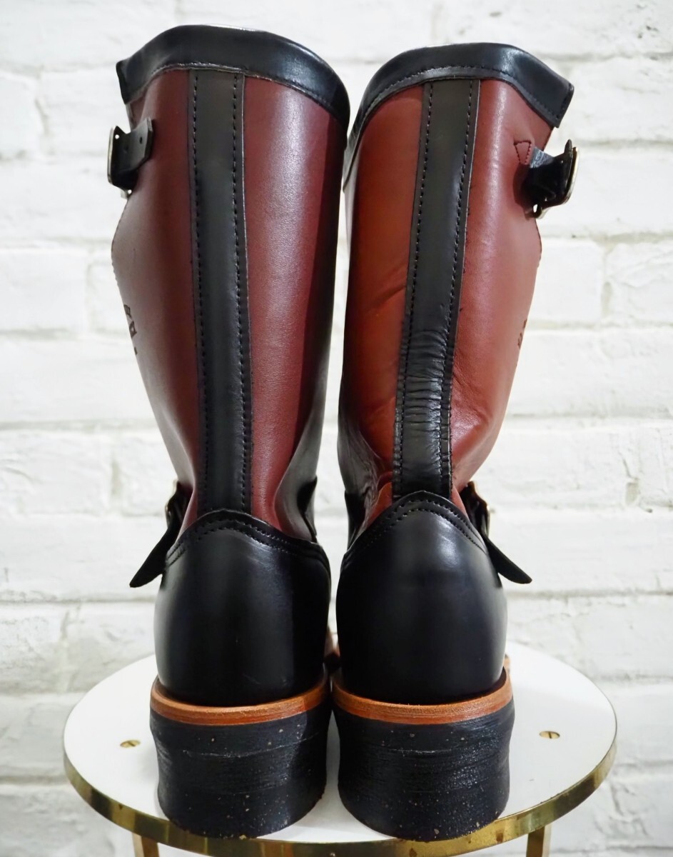 【試し履きのみ/送料無料】USA製 CHIPPEWA/チペワ スチールトゥ エンジニアブーツ 71/2E 25.5cm相応 ブラック ブラウン 黒茶/redwing wesco_画像8