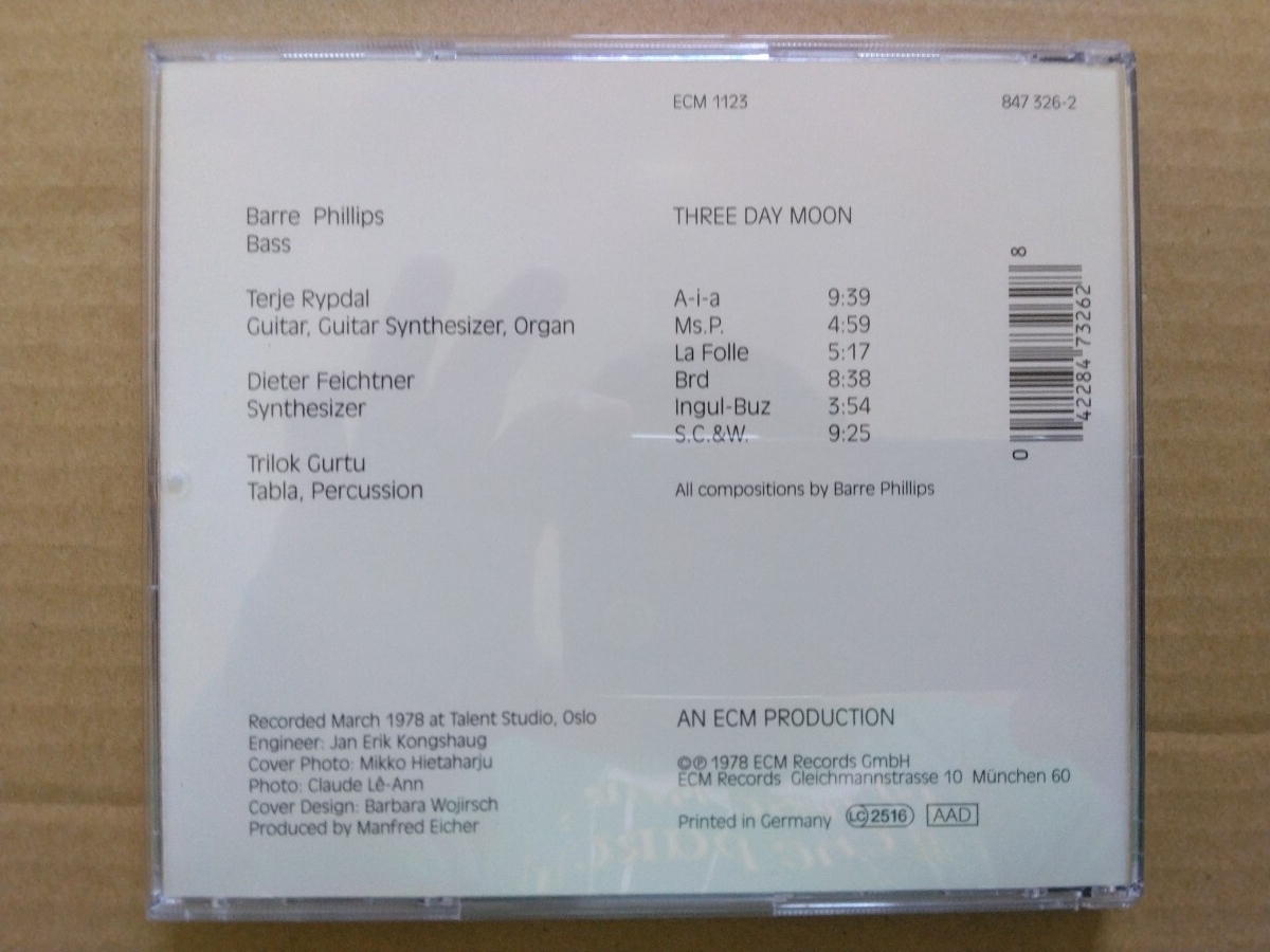 【送料込】ECM CD Three Day Moon / Phillips, Rypdal, Feichtner, Gurtu バール・フィリップス テリエ・リピダル トリロク・グルトゥ他_画像3