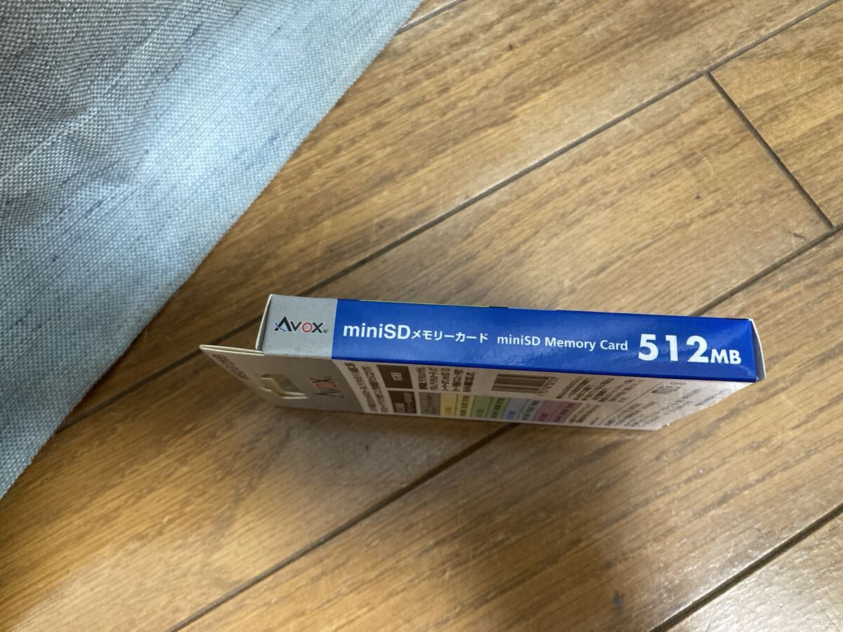 25-0073D AVOX mini SDカード 512MB 未使用 箱保管ヨゴレminiSDアダプター ミニSDカード→SDカード変換アダプタ付き_画像3