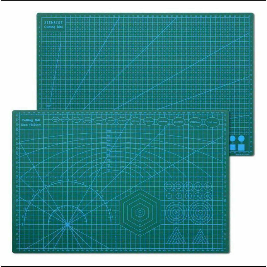 A3 カッターマット 大判 大きめ 両面印刷 カッティングボード 緑　グリーン　クラフトペーパー　工作　文房具_画像7