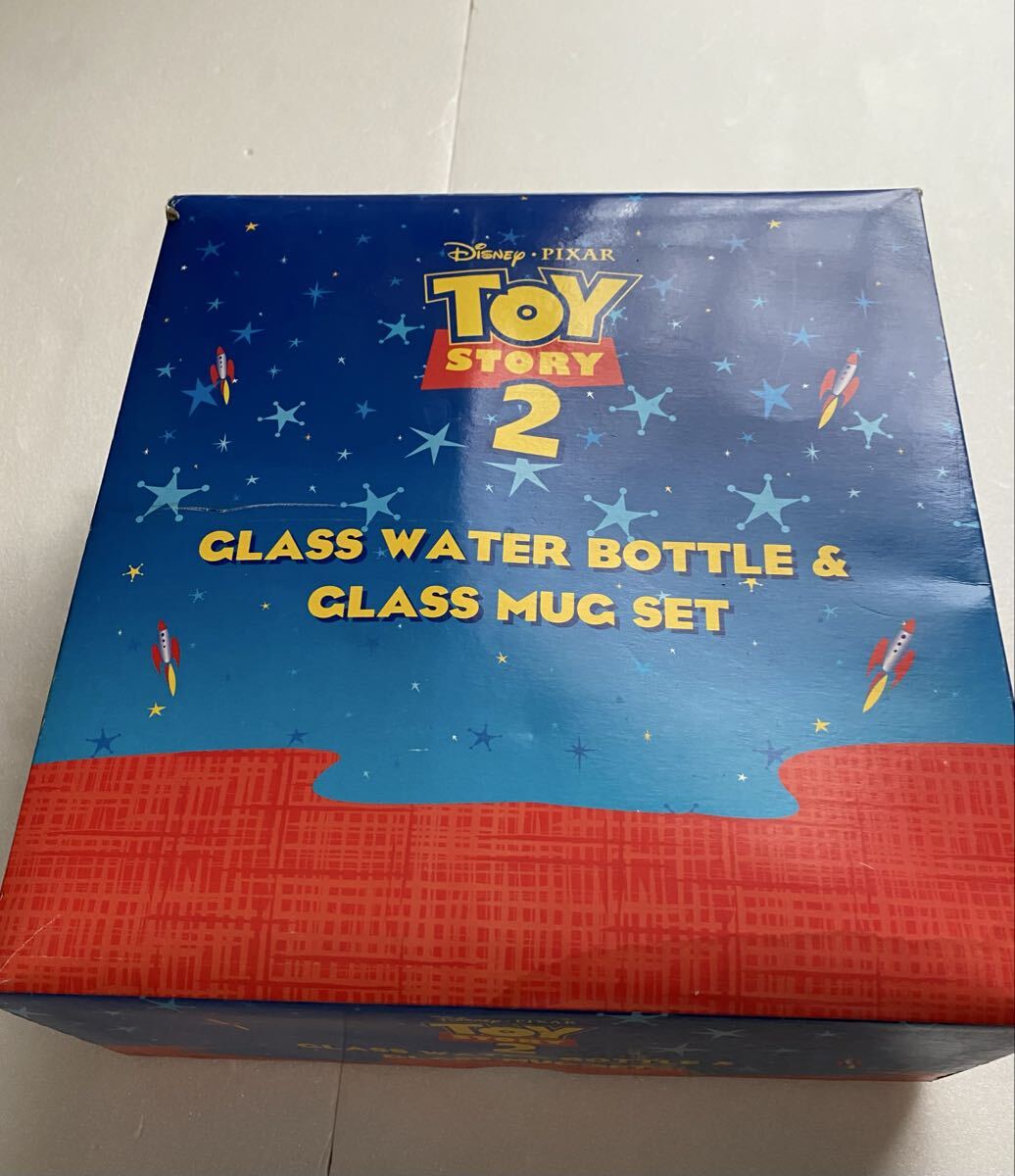 新品未開封◆ディズニー＆ピクサー トイ・ストーリー2 グラスウォーターボトル＆グラスマグセット 当時物 コップ_画像6