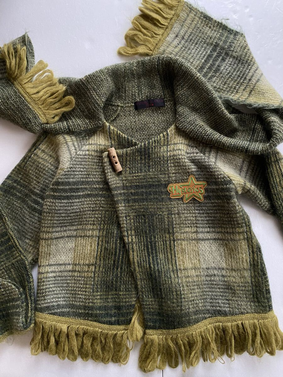 美品◆HYSTERIC GLAMOUR MINI ヒステリックグラマー ミニ ヒスミニ シャギー モヘアニットカーディガン マフラー&手袋一体 サイズ140_画像4