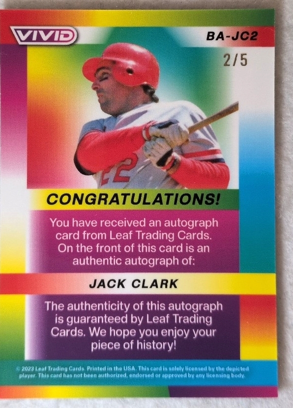 *5 листов ограничение автограф автограф * JACK CLARK 2/5 LEAF VIVID 2023