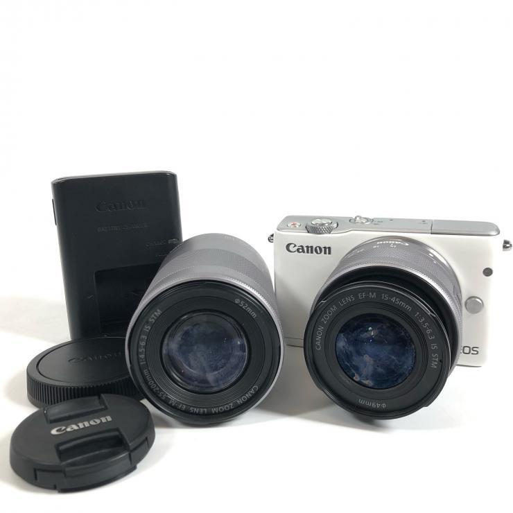 Canon Canon EOS M10 беззеркальный однообъективный камера белый EF-M 15-45mm F3.5-6.3 / 55-200mm F4.5-6.3 замена линзы есть [ утиль ]