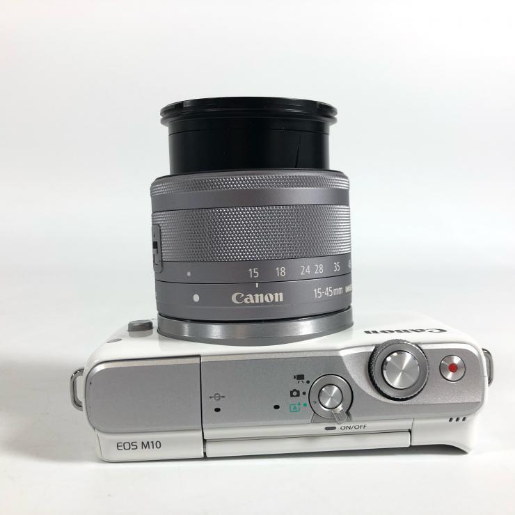 Canon Canon EOS M10 беззеркальный однообъективный камера белый EF-M 15-45mm F3.5-6.3 / 55-200mm F4.5-6.3 замена линзы есть [ утиль ]
