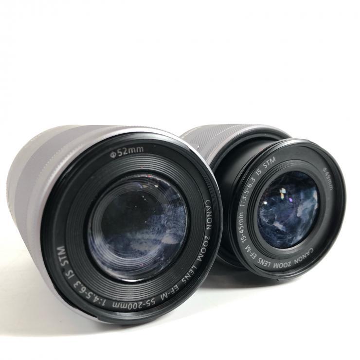 Canon Canon EOS M10 беззеркальный однообъективный камера белый EF-M 15-45mm F3.5-6.3 / 55-200mm F4.5-6.3 замена линзы есть [ утиль ]