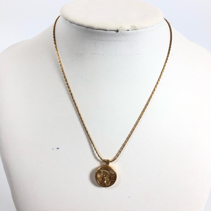 DIOR クリスチャン ディオール ゴールド ネックレス 2点 ロゴ トロッター フェイクパール ストーン アクセサリー レディース 【中古品】_画像2