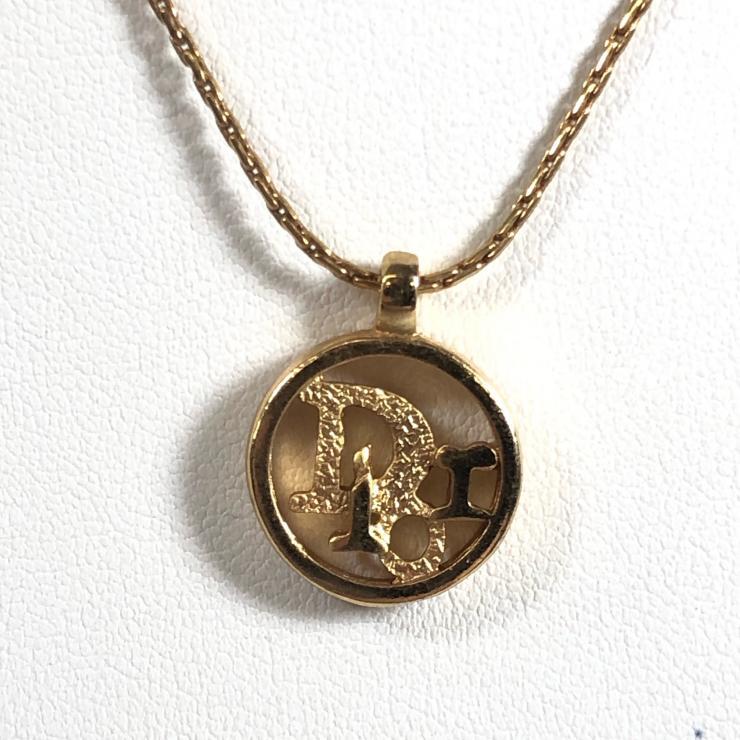 DIOR クリスチャン ディオール ゴールド ネックレス 2点 ロゴ トロッター フェイクパール ストーン アクセサリー レディース 【中古品】_画像3