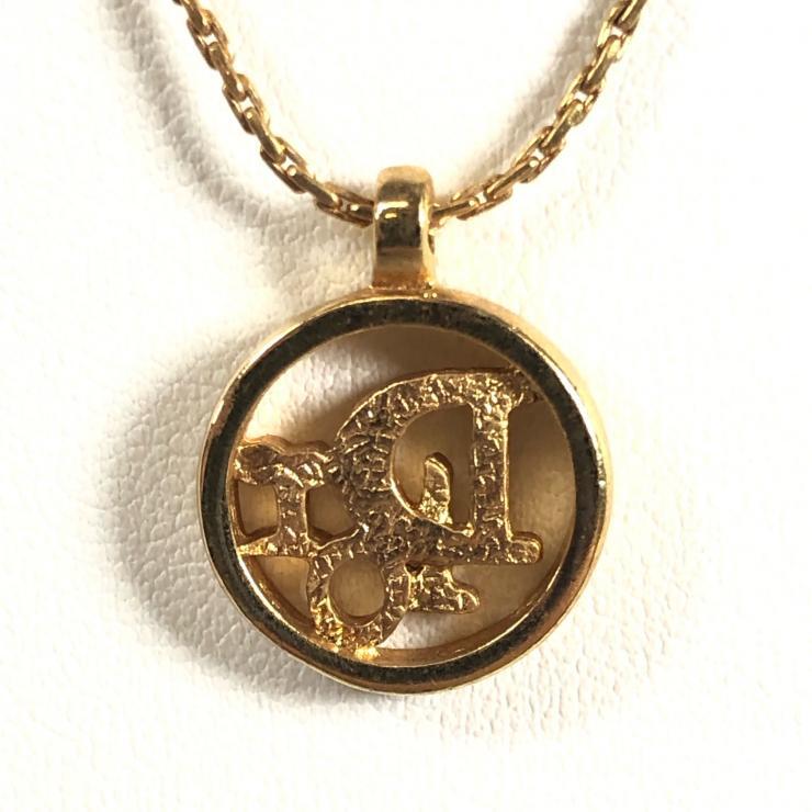 DIOR クリスチャン ディオール ゴールド ネックレス 2点 ロゴ トロッター フェイクパール ストーン アクセサリー レディース 【中古品】_画像4