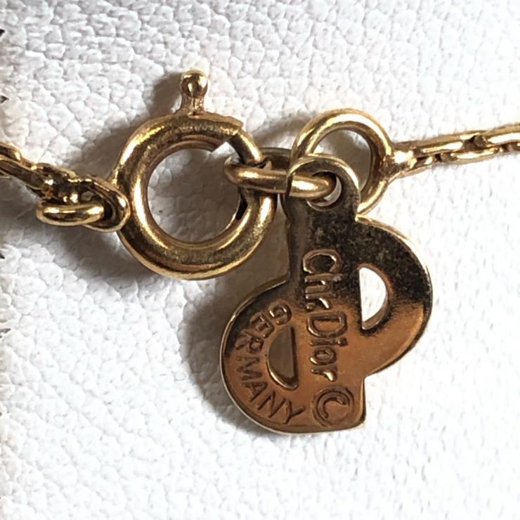 DIOR クリスチャン ディオール ゴールド ネックレス 2点 ロゴ トロッター フェイクパール ストーン アクセサリー レディース 【中古品】_画像5