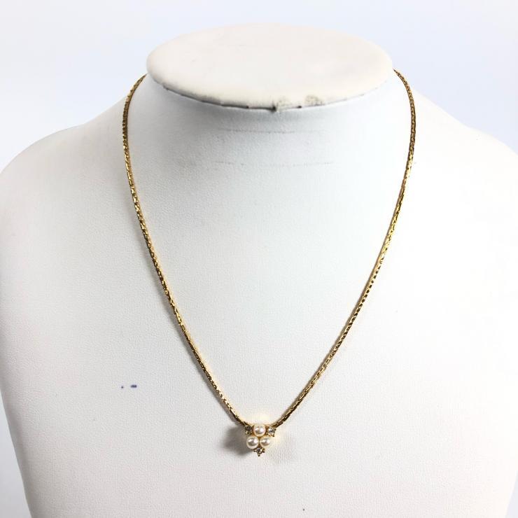 DIOR クリスチャン ディオール ゴールド ネックレス 2点 ロゴ トロッター フェイクパール ストーン アクセサリー レディース 【中古品】_画像6