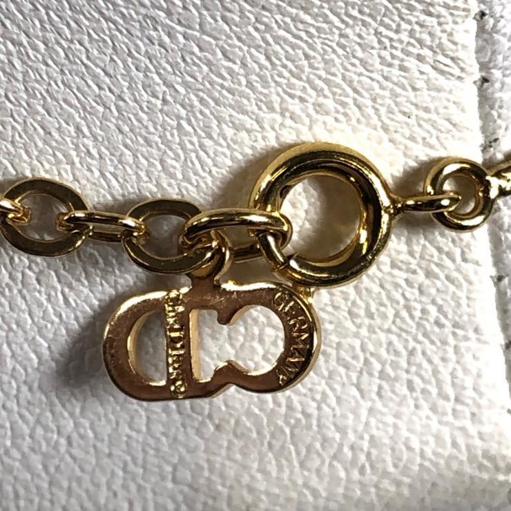DIOR クリスチャン ディオール ゴールド ネックレス 2点 ロゴ トロッター フェイクパール ストーン アクセサリー レディース 【中古品】_画像9