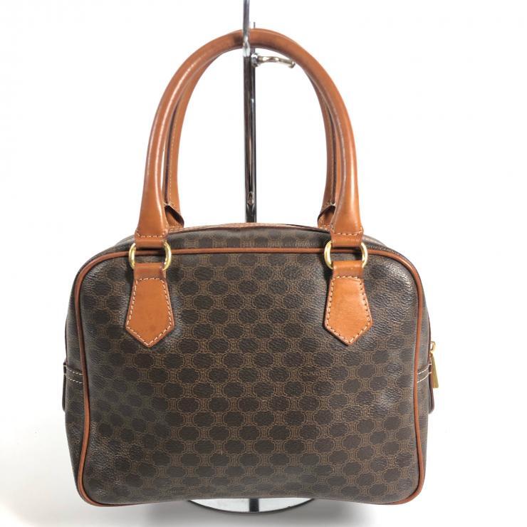 CELINE セリーヌ マカダム ハンドバッグ ブラウン PVC レザー レディース 【中古品】_画像2