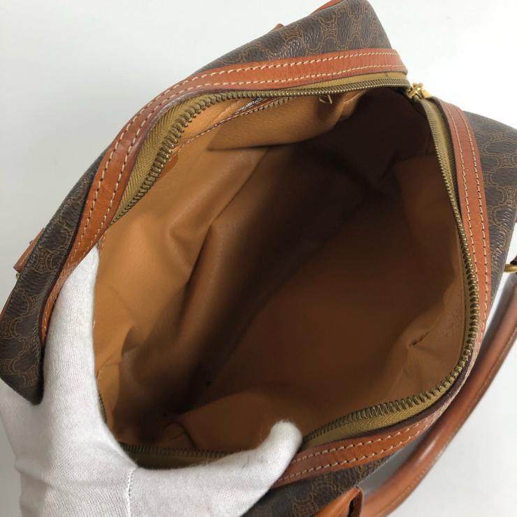 CELINE セリーヌ マカダム ハンドバッグ ブラウン PVC レザー レディース 【中古品】_画像10