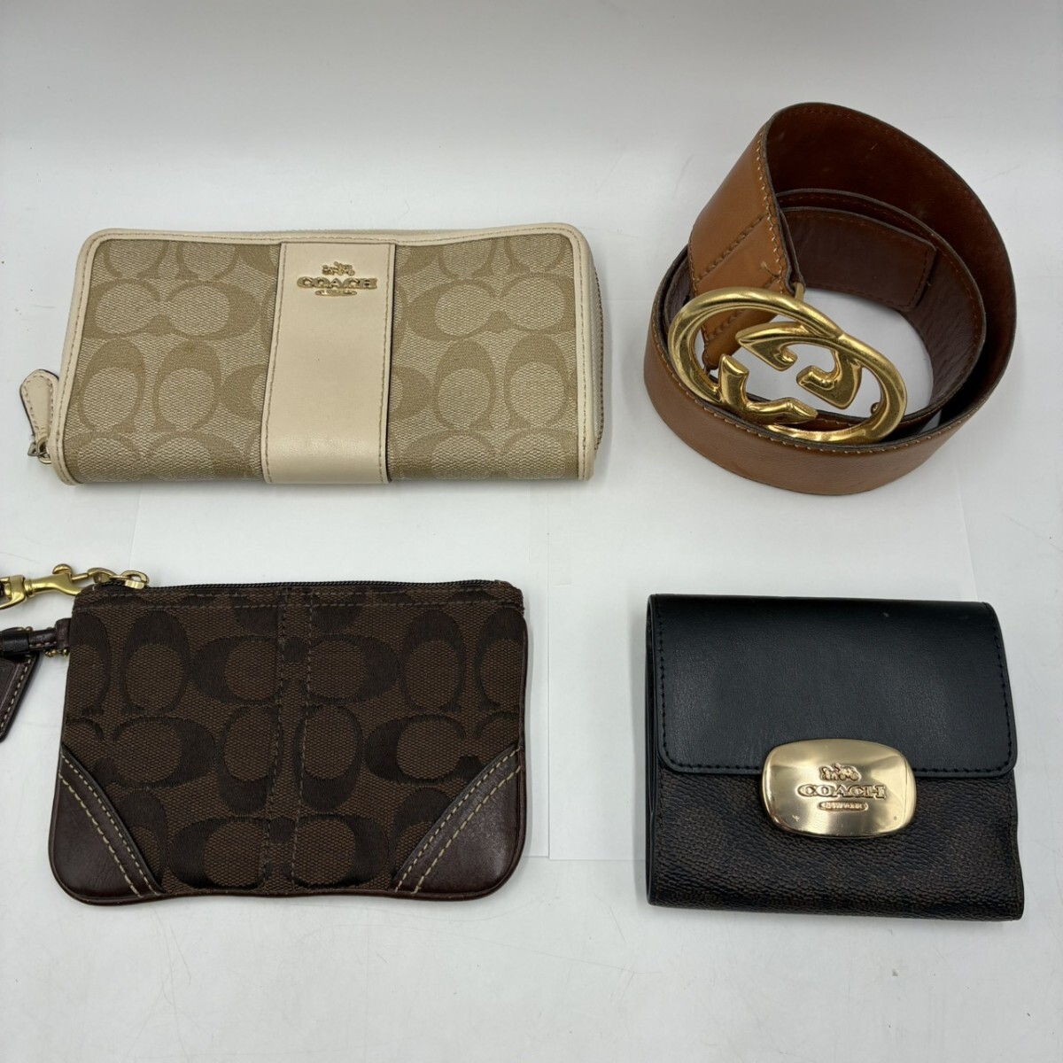 1円スタート coach 3点 財布 ポーチ GUCCI ベルト まとめ コーチ グッチ TK1116-19_画像1