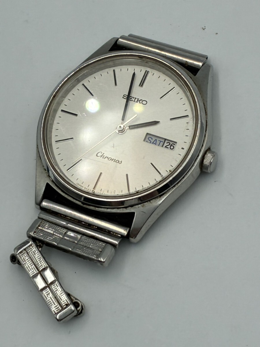 1円スタート SEIKO Chronos セイコー クロノス 5H23-7D40 クォーツ メンズ腕時計　 リューズ不良 ベルト無し 現状品 TK1116-は_画像1