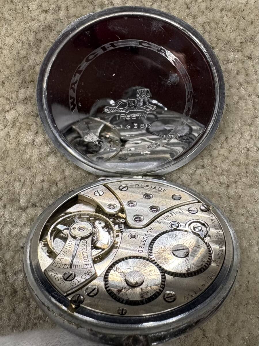 昭和レトロ　アンティーク　手巻き　TAVANNES WATCH タバン　懐中時計　17石　動作品_画像7