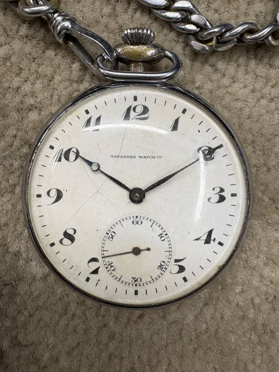 昭和レトロ　アンティーク　手巻き　TAVANNES WATCH タバン　懐中時計　17石　動作品_画像2