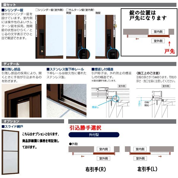 アルミサッシ YKK 勝手口 片引戸 2HH WB1228×HB1788 （12218） 外付_画像3