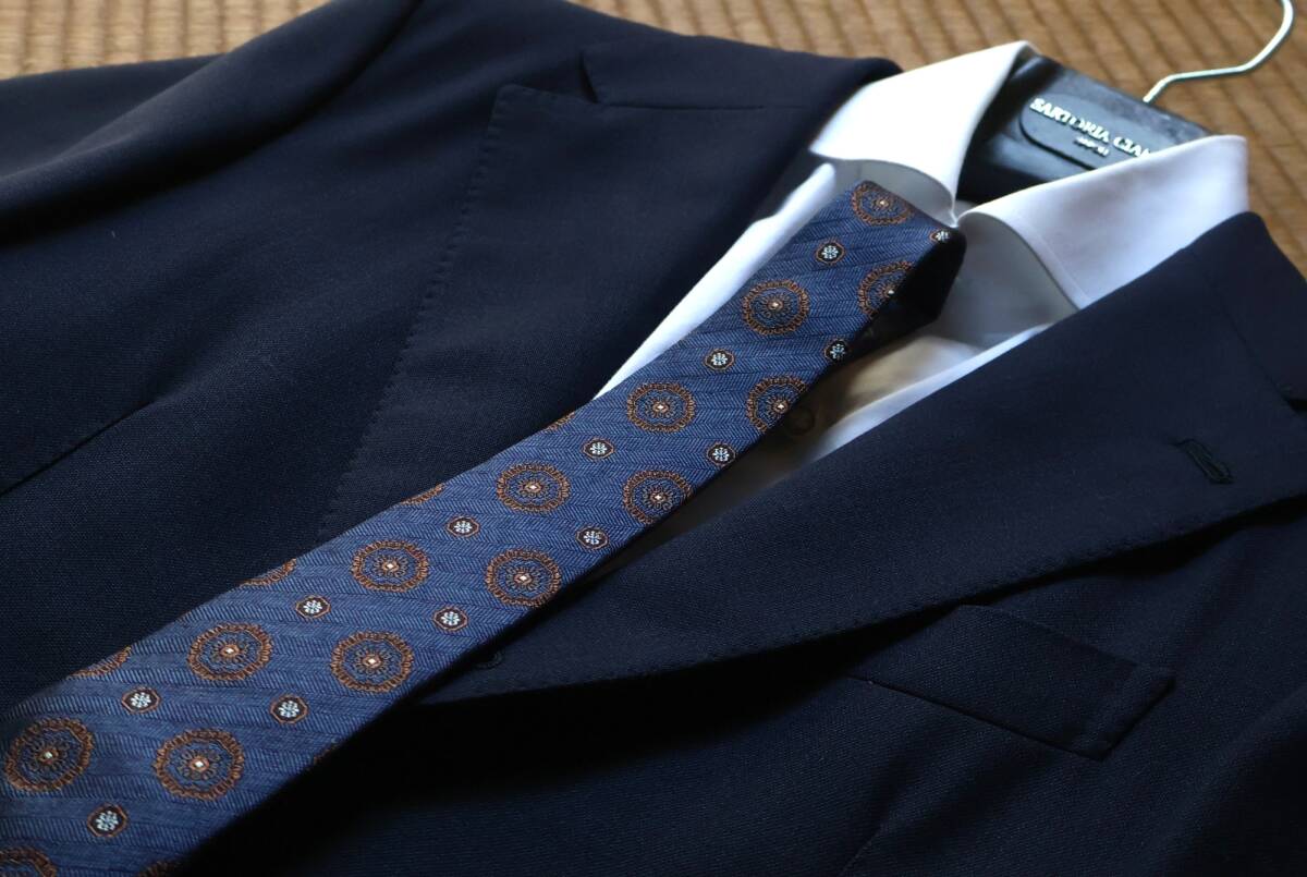 未使用 ミラノ ALTEA アルテア ネイビー×ブラウン メダリオン小紋 アズーロエマローネ_画像9