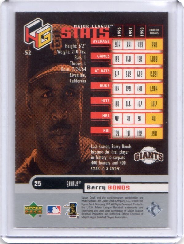 * Bally *bonz карта Vol.78 1999UD HOLOGRFX #52 Сан-Франциско *ja Ian tsu