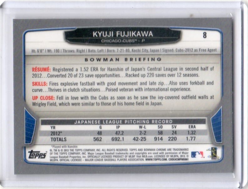 * глициния река лампочка . карта Vol.11 2013BOWMAN CHROME #8 rookie Chicago * Cub s