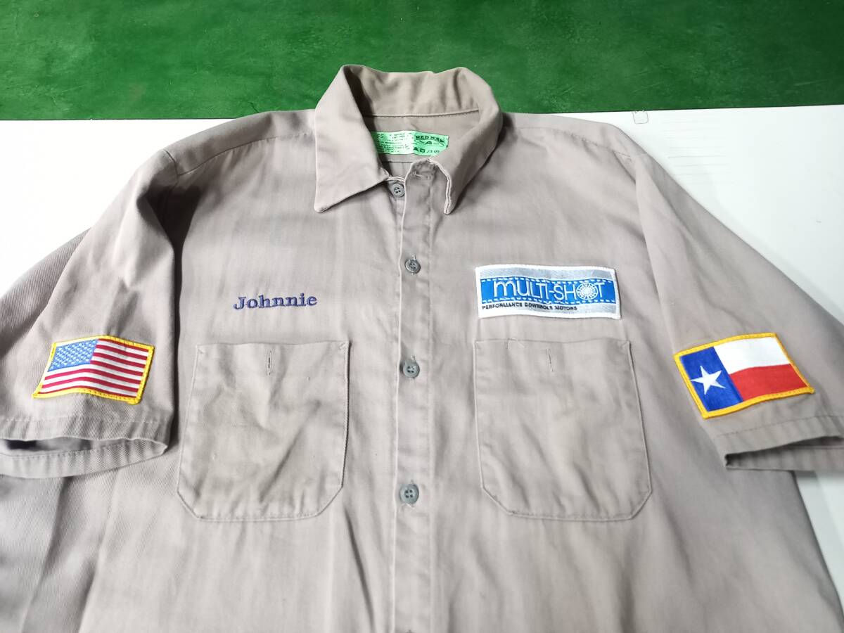 1円スタート！ 古着 ビンテージ REDKAP レッドキャップ Lサイズ ベージュ 半袖シャツ ワークシャツ_画像2