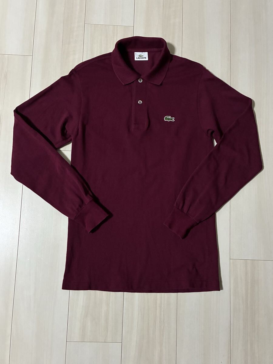 LACOSTE ラコステ ポロ シャツ ワインレッド エンジ サイズ 2 S 日本製 正規品 1312 長袖 ポロシャツ【 ラルフ フレペリ バーバリー 1212】_画像1