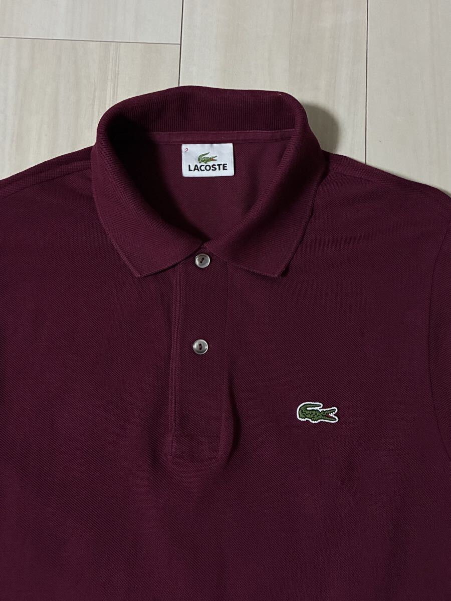 LACOSTE ラコステ ポロ シャツ ワインレッド エンジ サイズ 2 S 日本製 正規品 1312 長袖 ポロシャツ【 ラルフ フレペリ バーバリー 1212】_画像2