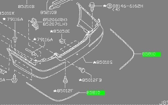 【日産純正新品】NISSAN 未使用品 ★超希少品★ F50 シーマ リアバンパー メッキモール 左右セット バンパーモール 2008/2以降 GF50_画像1