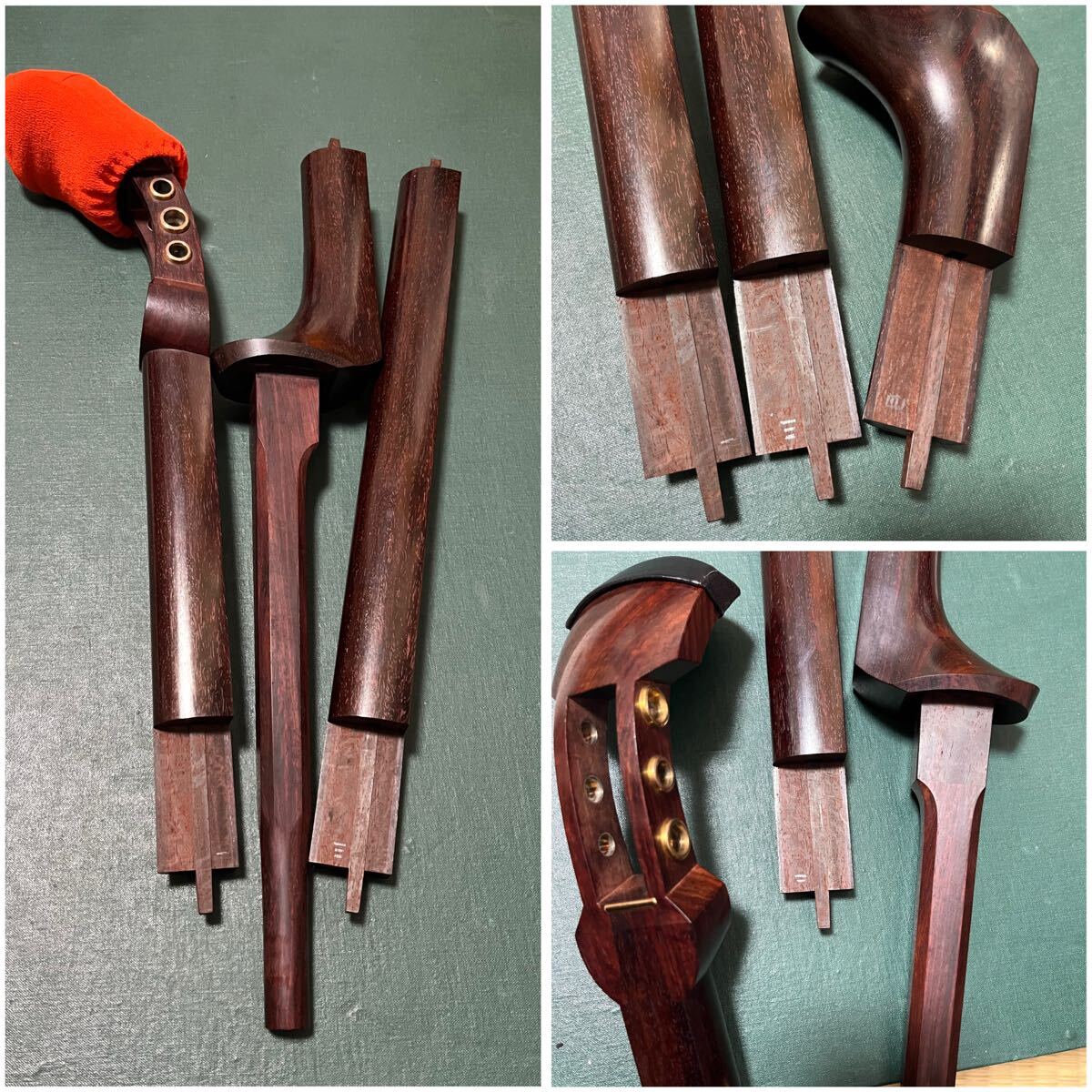 三味線 和楽器 弦楽器 ケース 伝統 バチ 金細 津軽三味線　高級三味線本体 金刻印　ケース付き高級　高級カラクイ金穴　k9 k10 k14 k18 k20_画像7